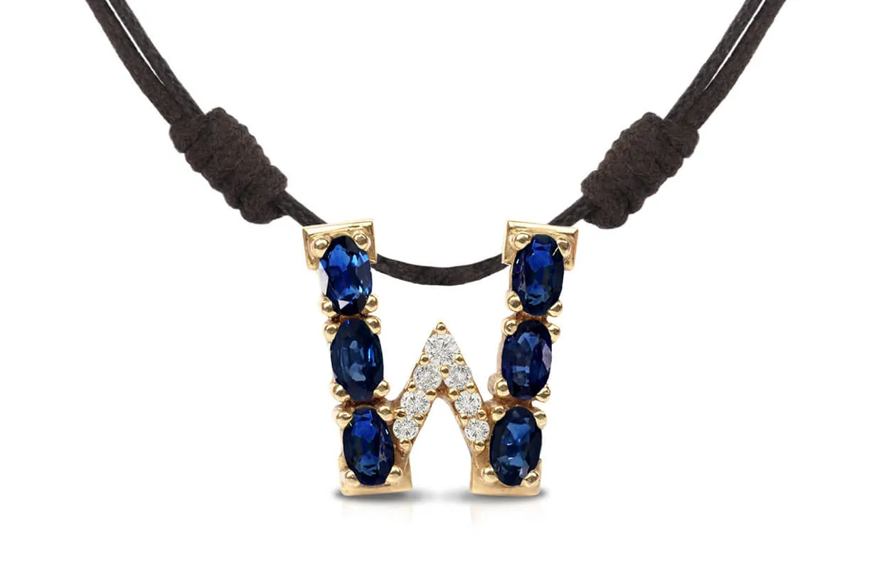 Pendant Letter W Initial 18kt Gold