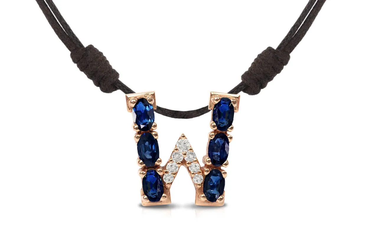 Pendant Letter W Initial 18kt Gold