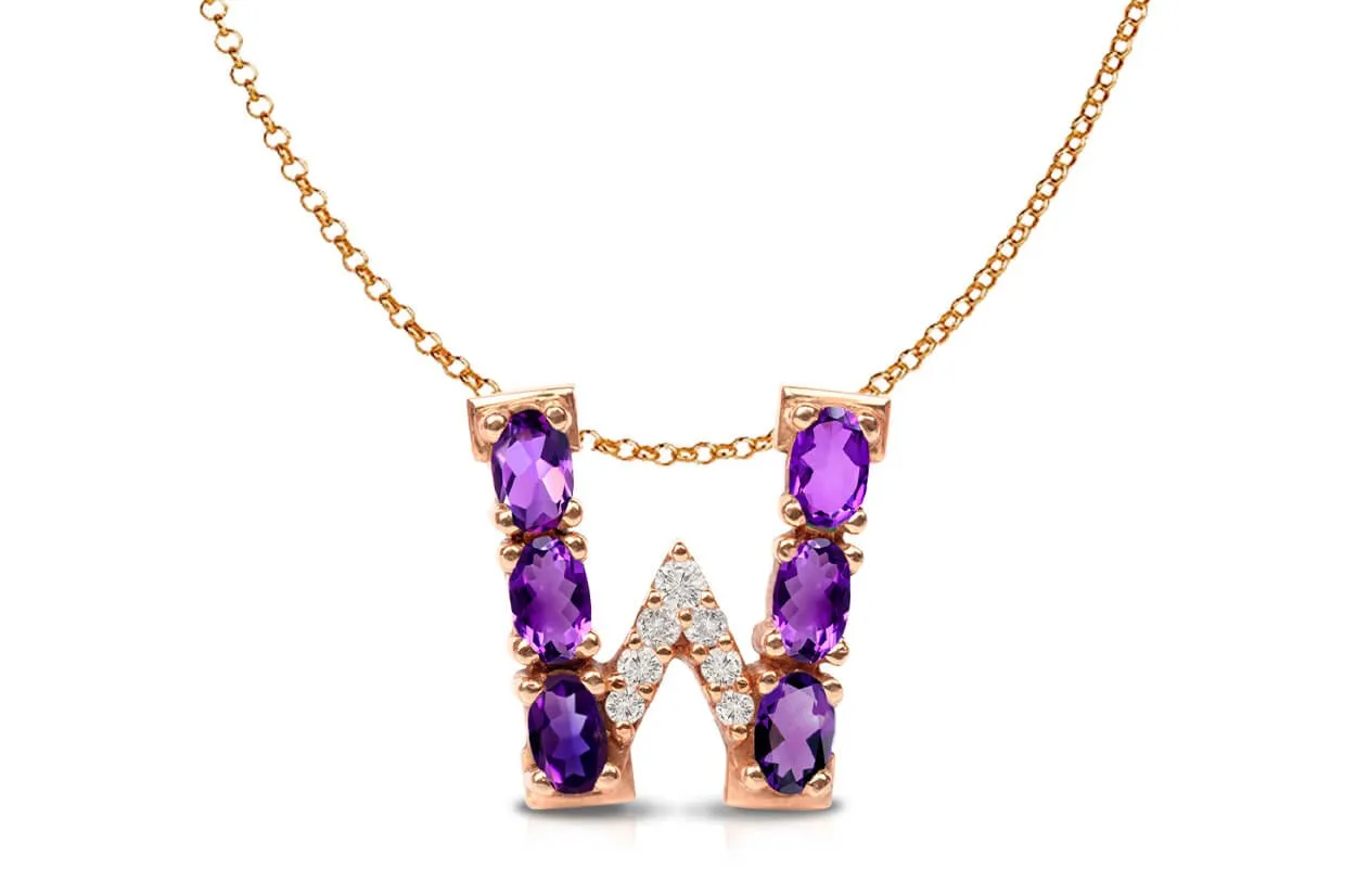 Pendant Letter W Initial 18kt Gold
