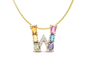 Pendant Letter W Initial 18kt Gold