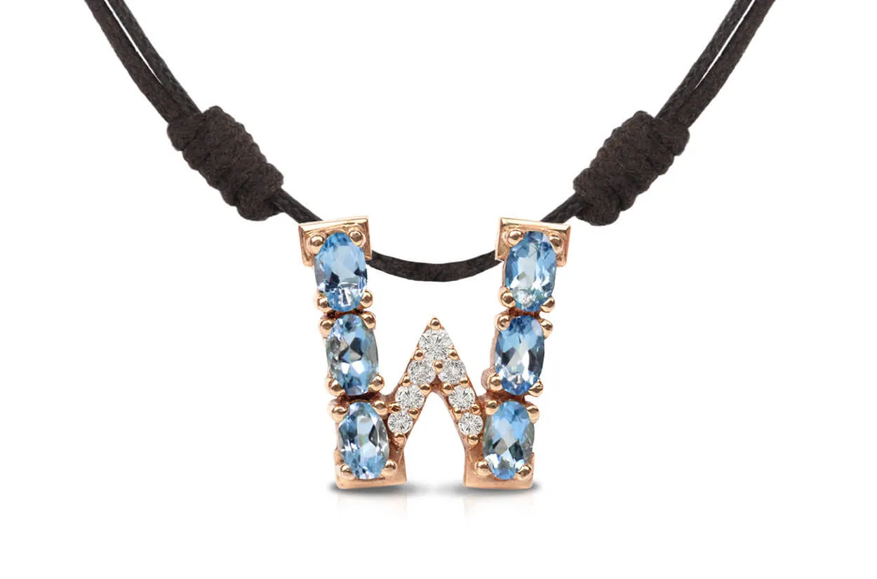 Pendant Letter W Initial 18kt Gold