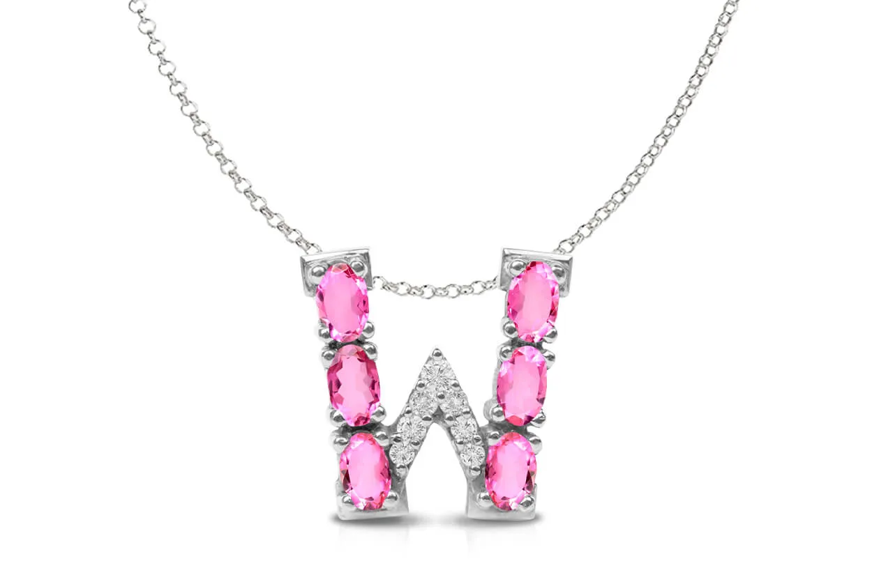 Pendant Letter W Initial 18kt Gold