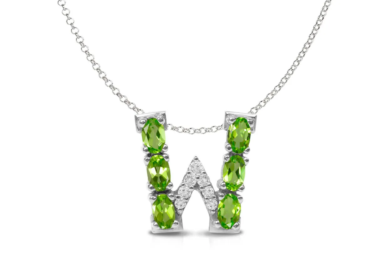 Pendant Letter W Initial 18kt Gold