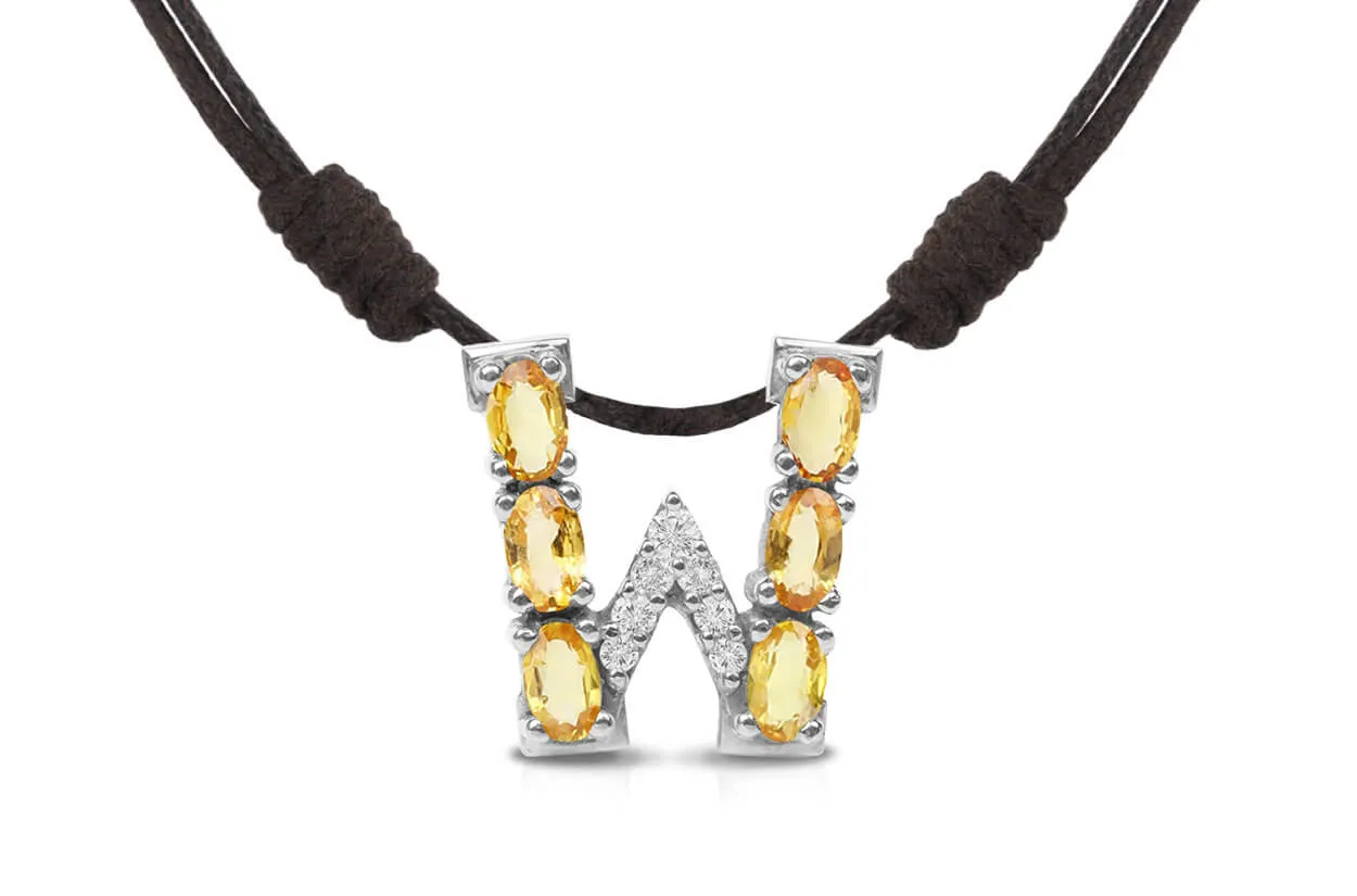 Pendant Letter W Initial 18kt Gold