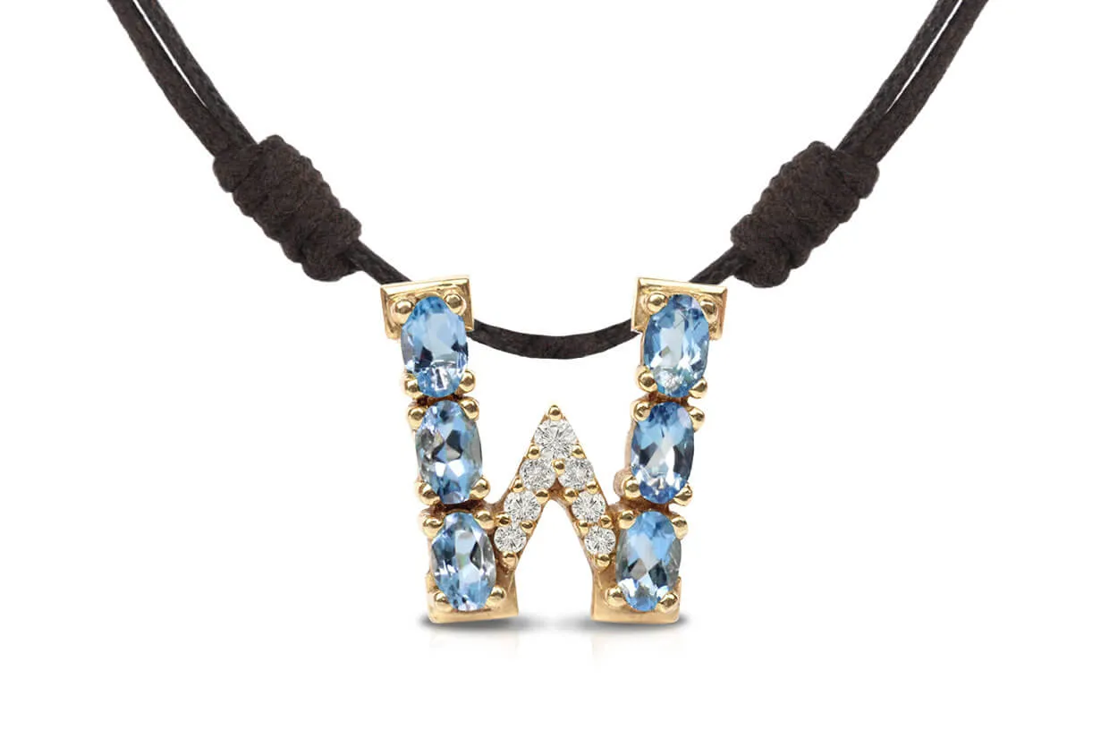 Pendant Letter W Initial 18kt Gold