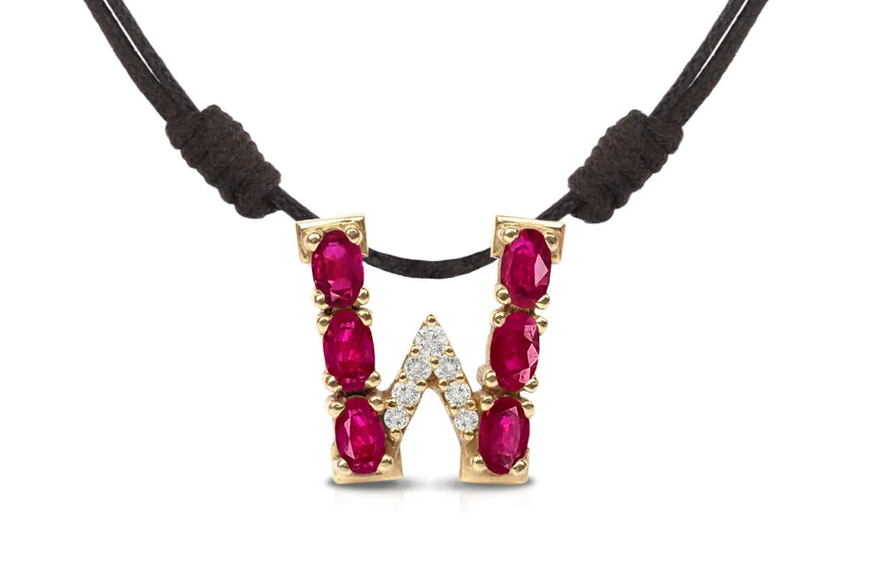 Pendant Letter W Initial 18kt Gold