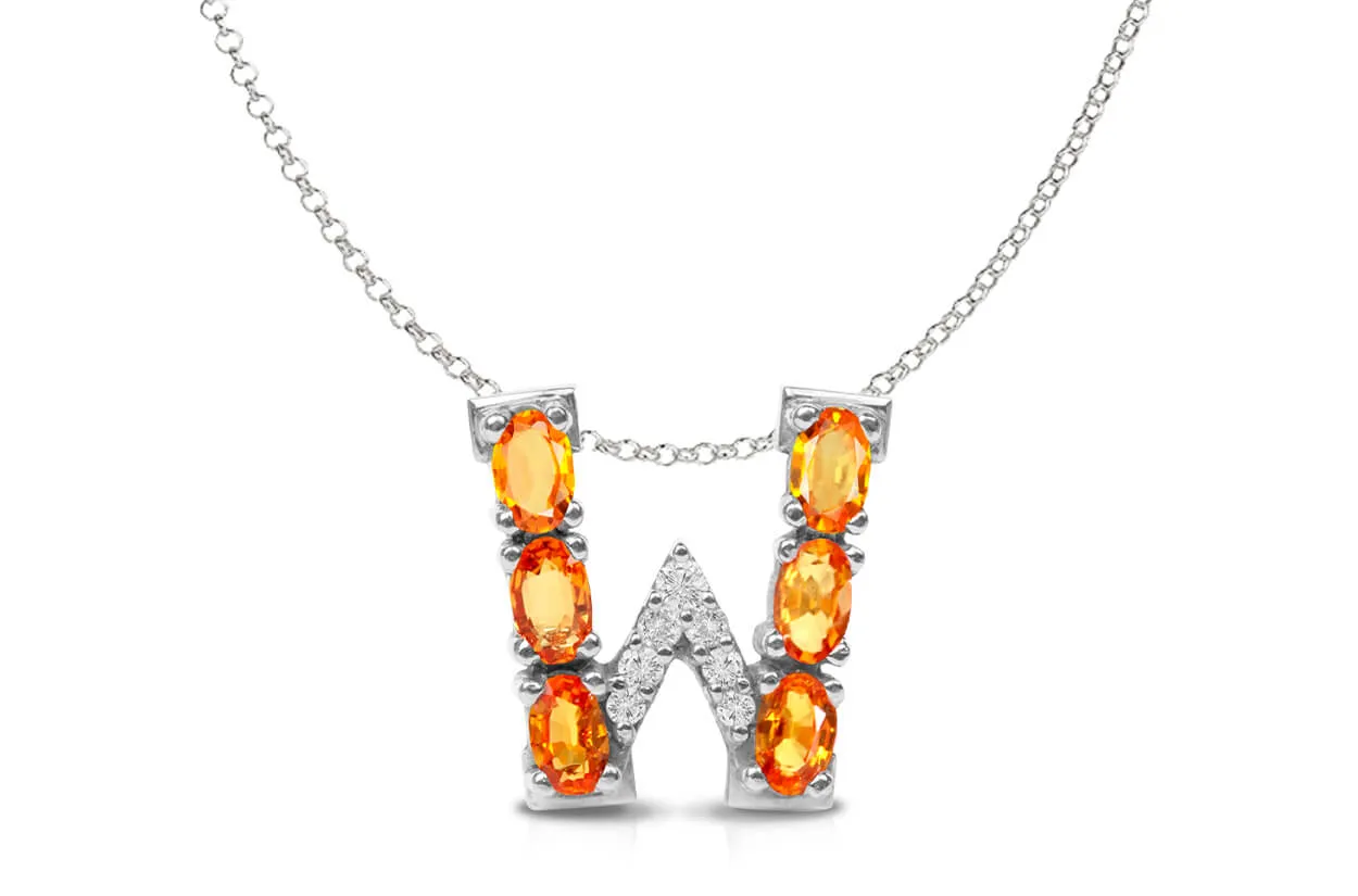 Pendant Letter W Initial 18kt Gold