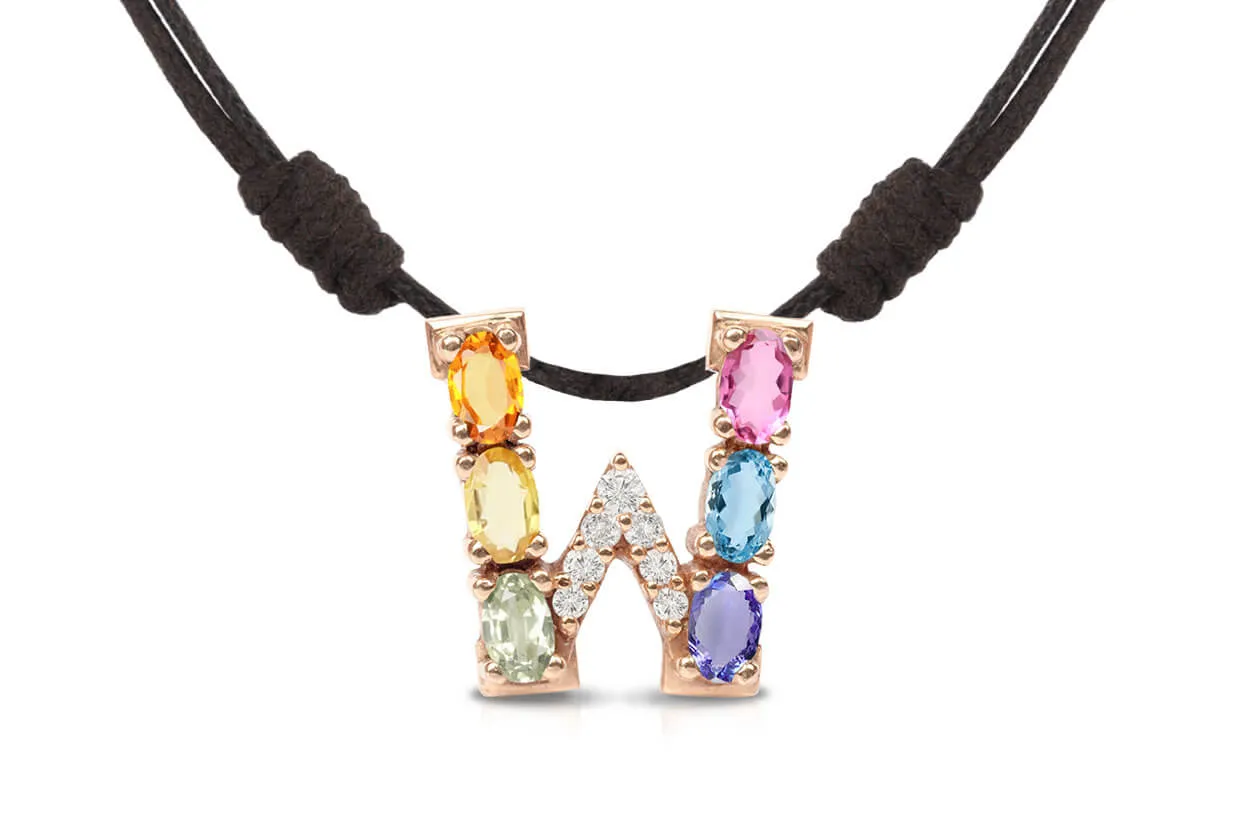 Pendant Letter W Initial 18kt Gold