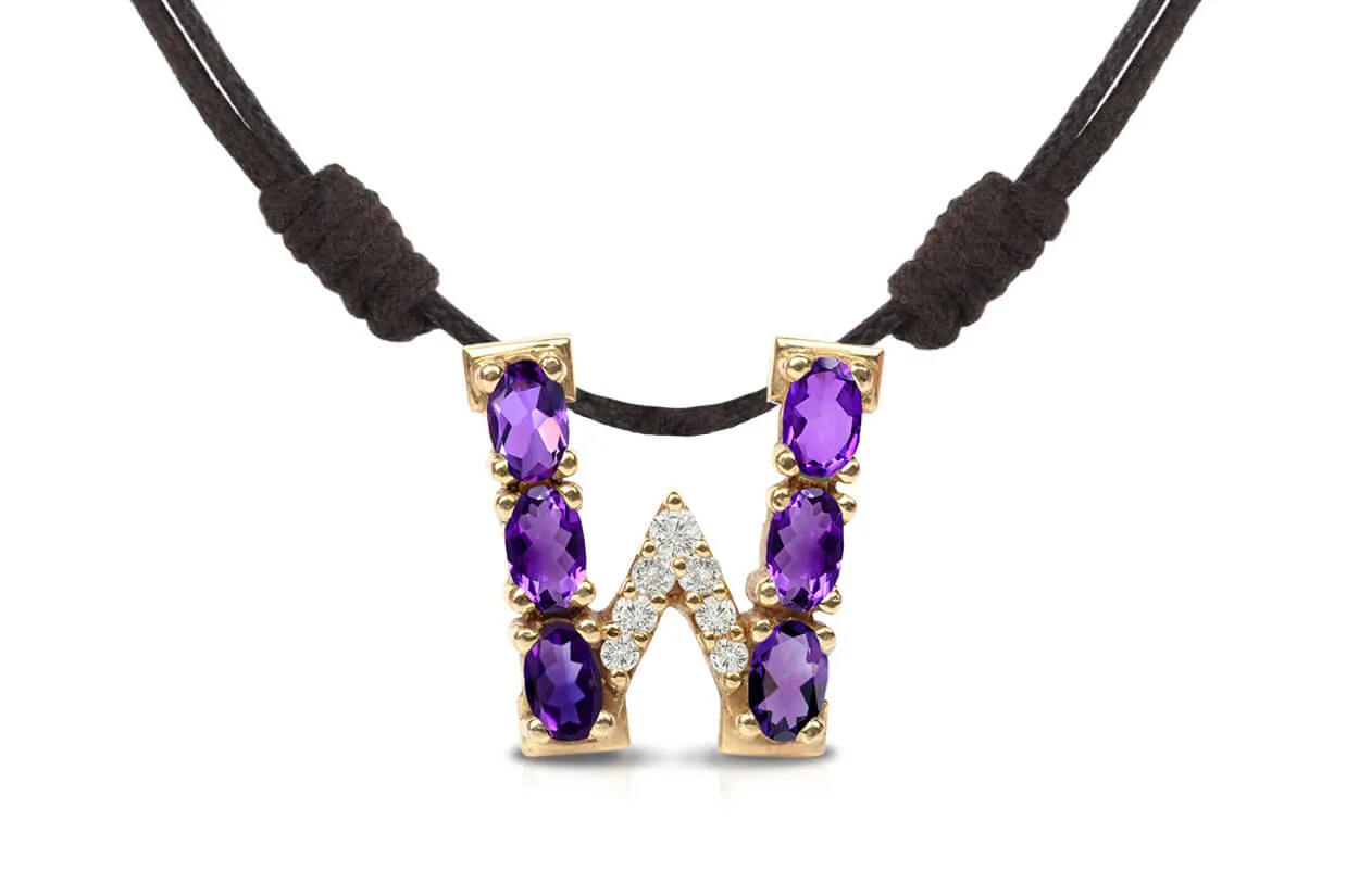 Pendant Letter W Initial 18kt Gold