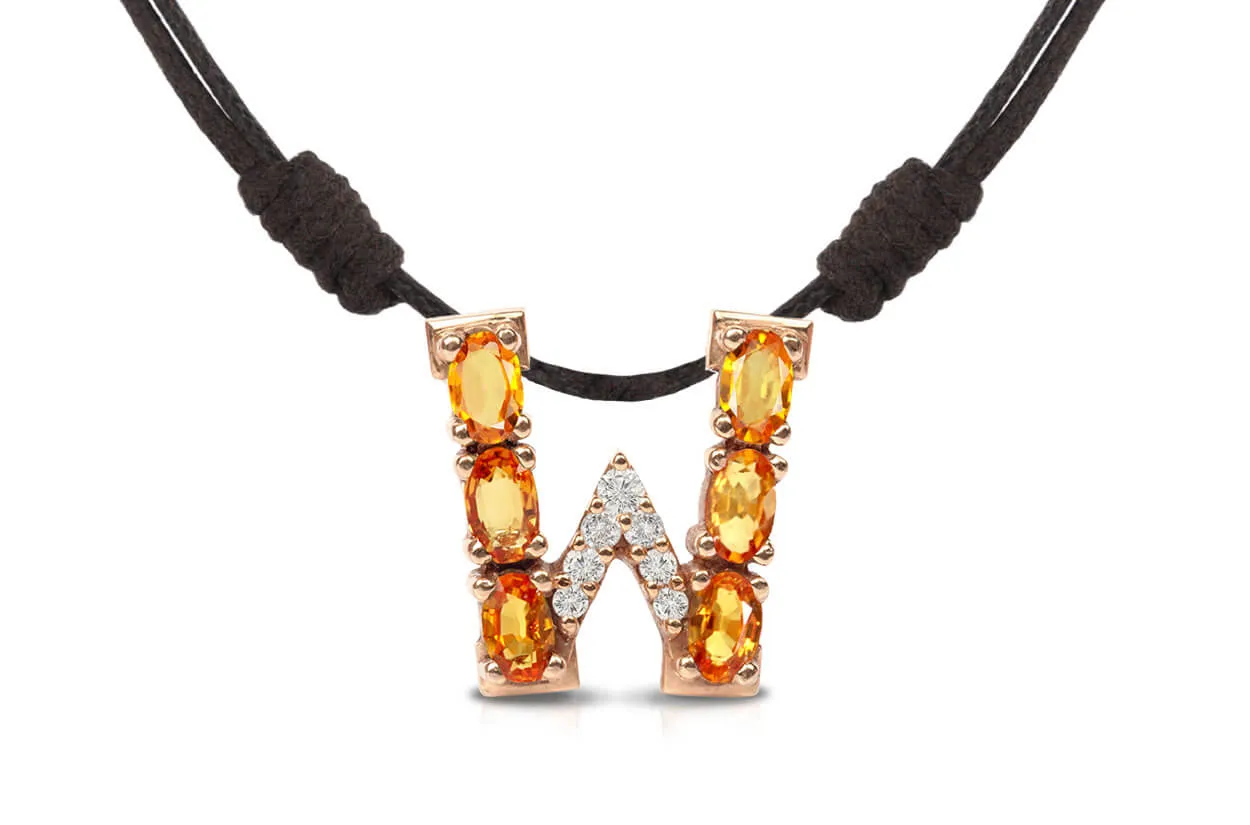 Pendant Letter W Initial 18kt Gold