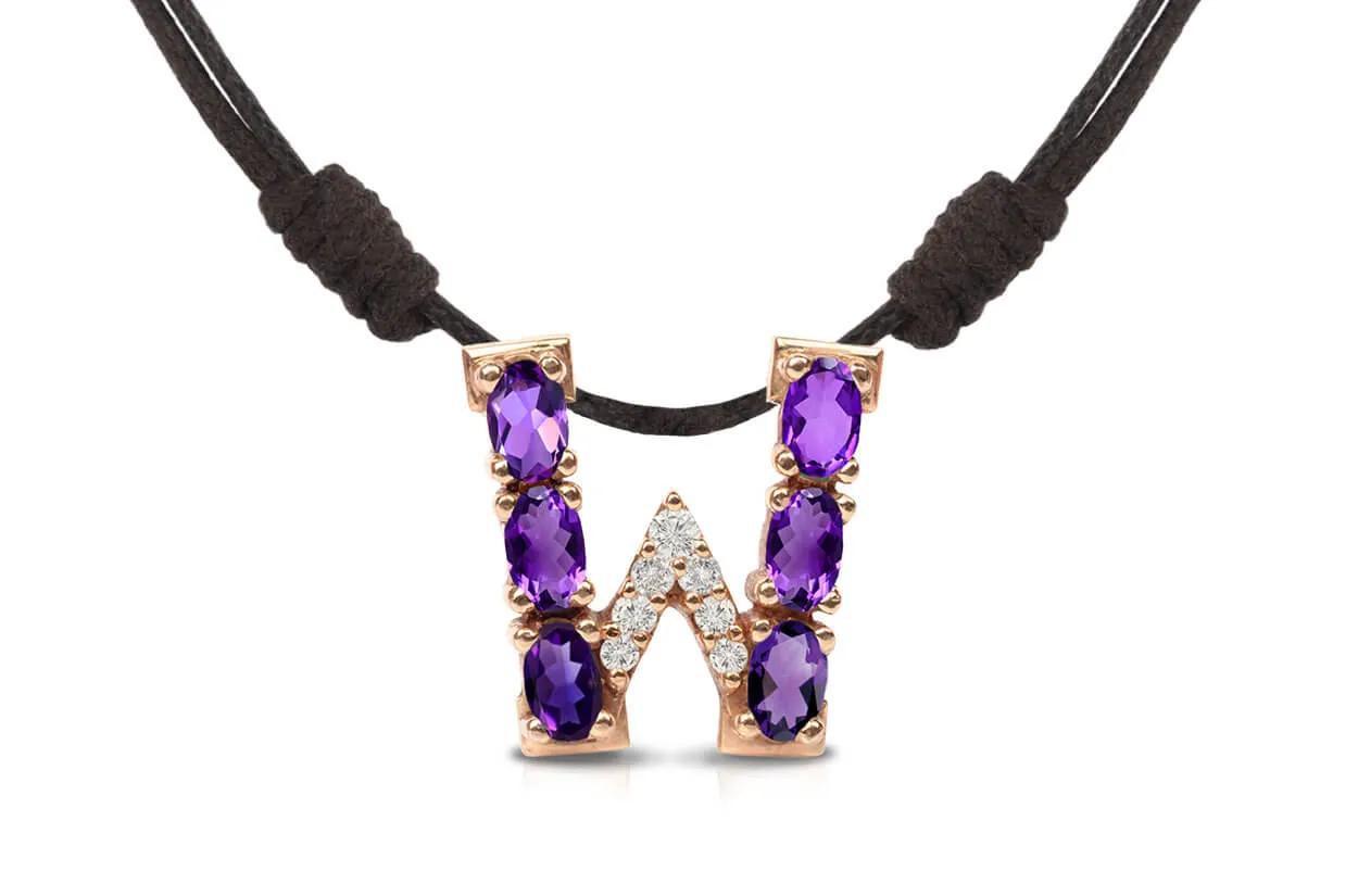 Pendant Letter W Initial 18kt Gold
