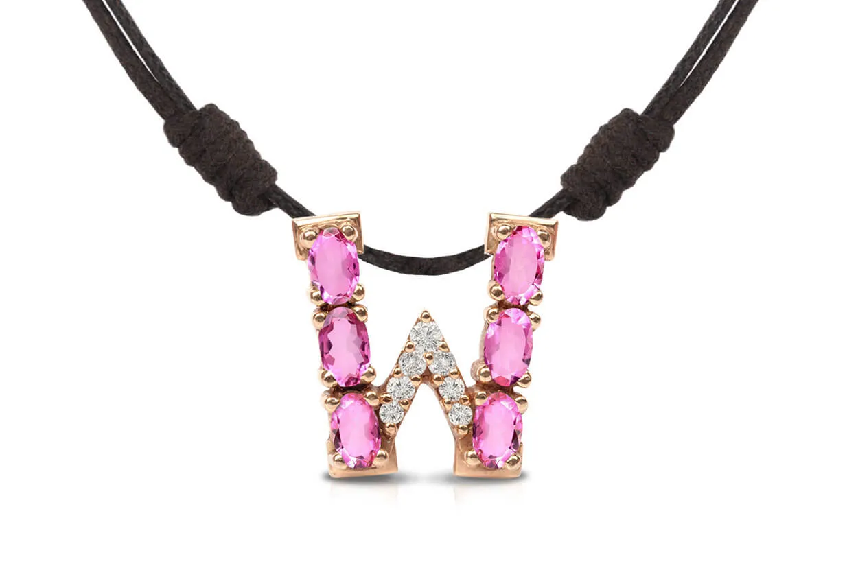 Pendant Letter W Initial 18kt Gold
