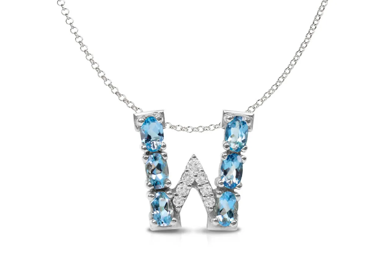 Pendant Letter W Initial 18kt Gold