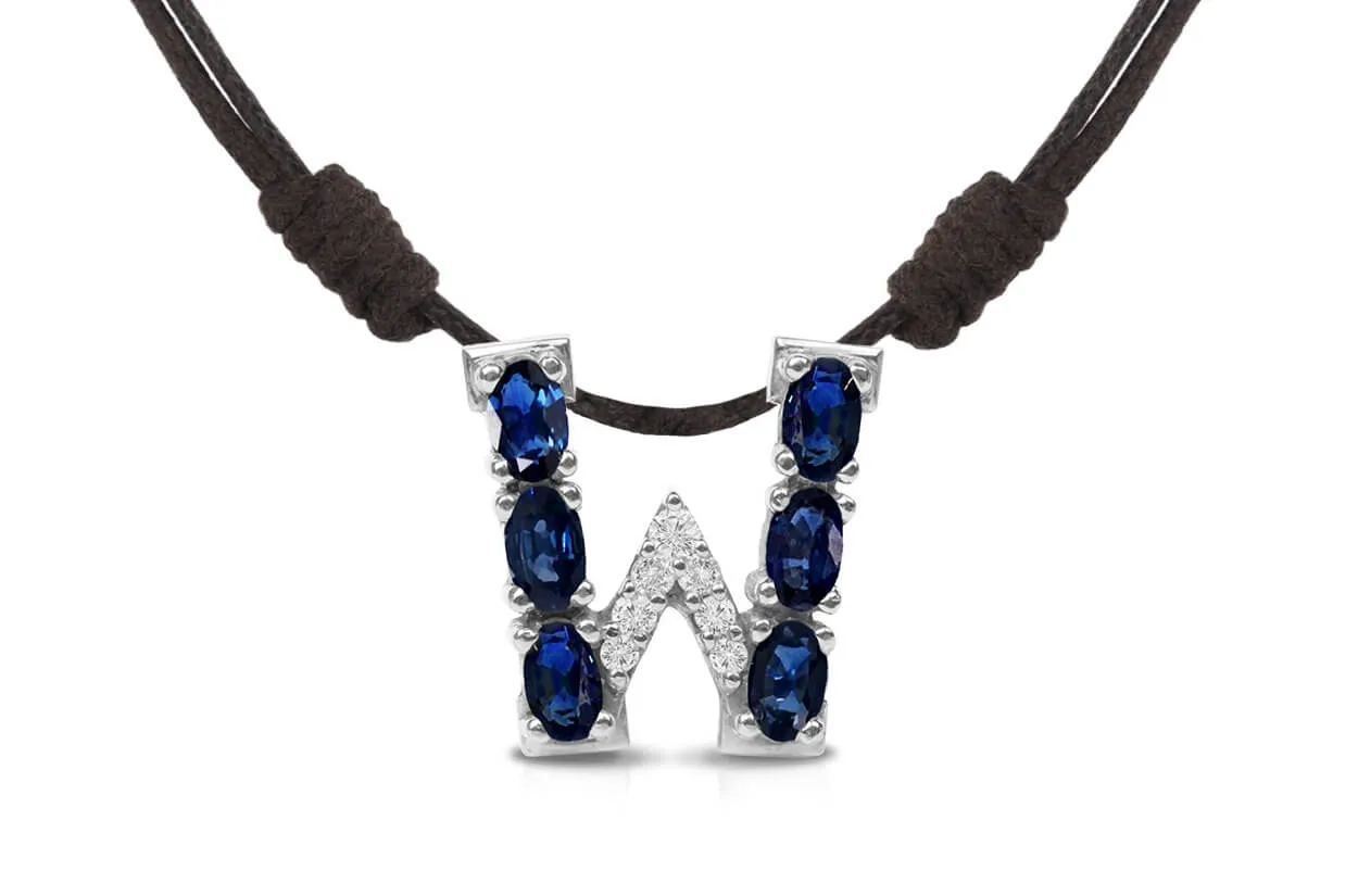 Pendant Letter W Initial 18kt Gold