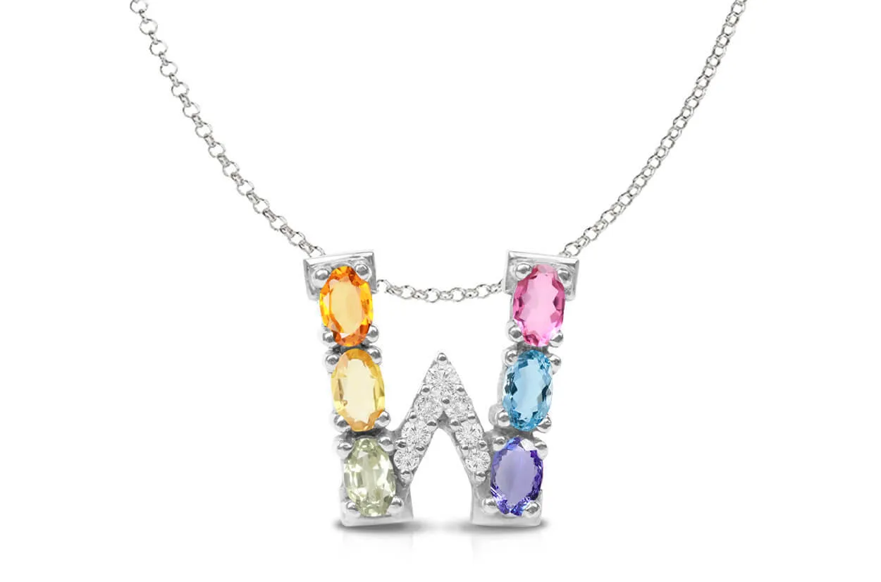 Pendant Letter W Initial 18kt Gold