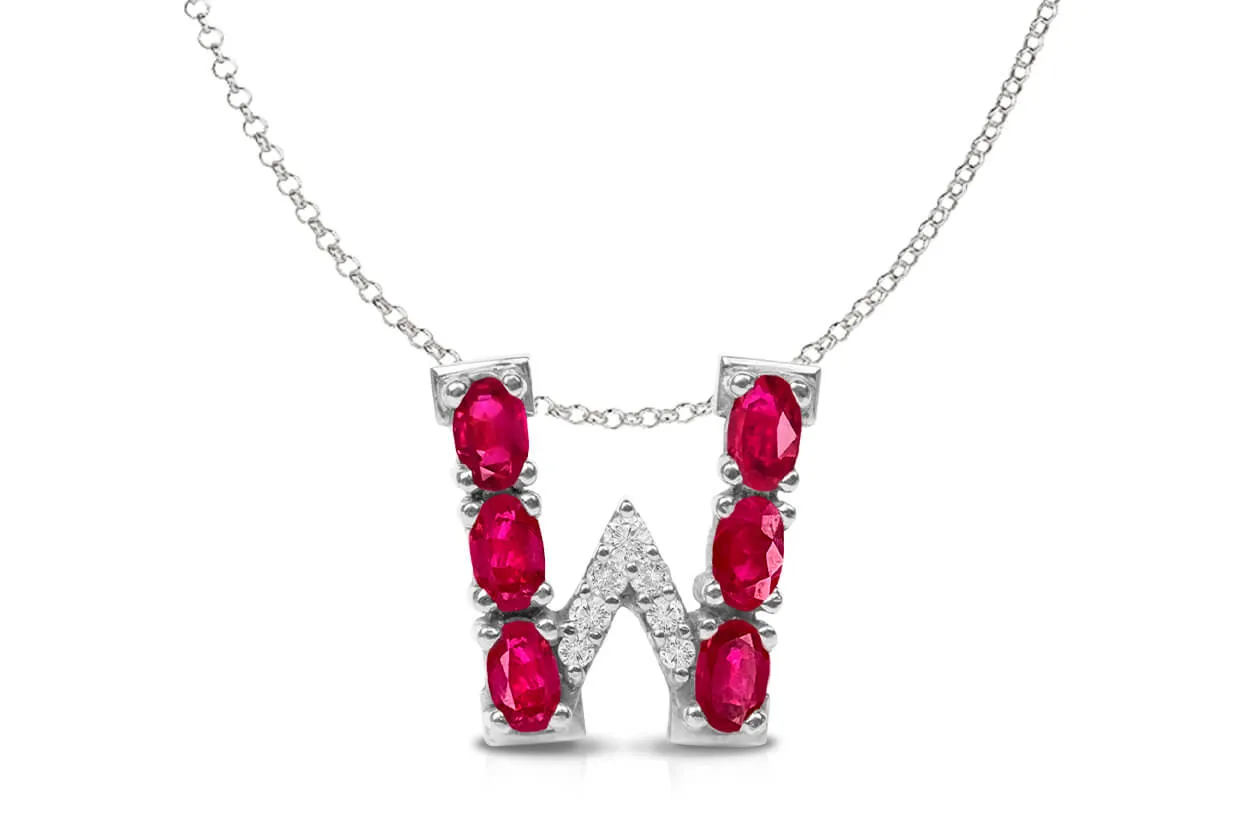 Pendant Letter W Initial 18kt Gold