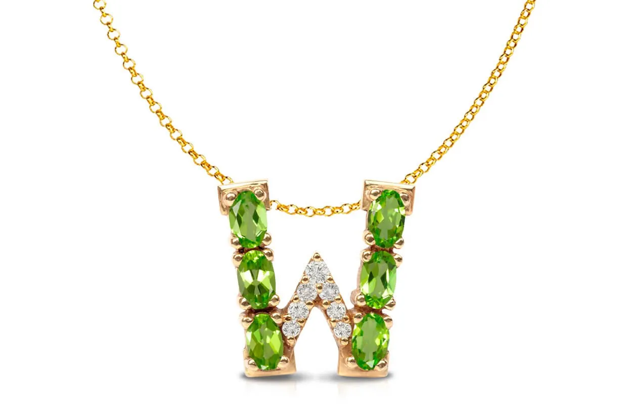 Pendant Letter W Initial 18kt Gold