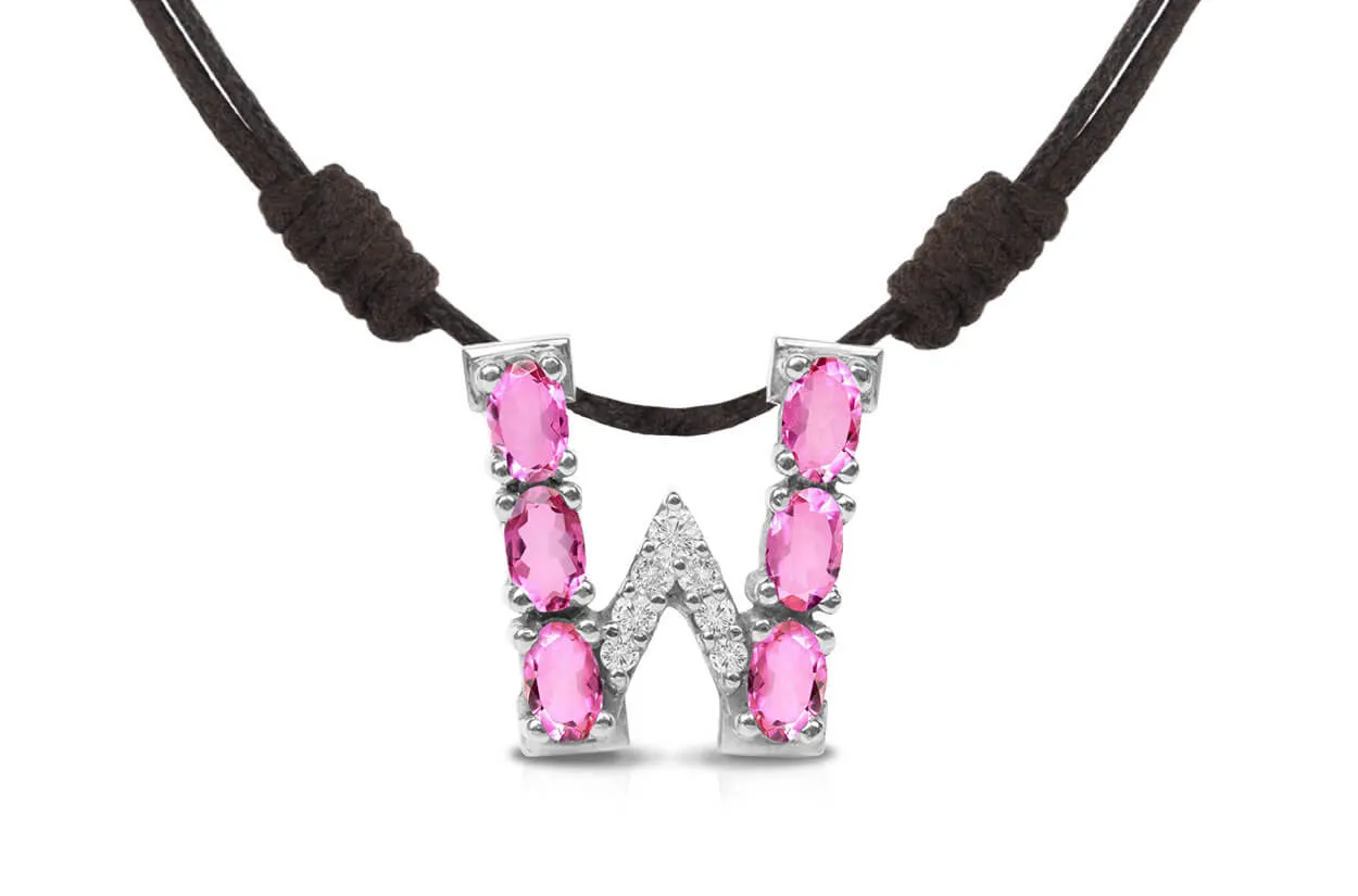 Pendant Letter W Initial 18kt Gold