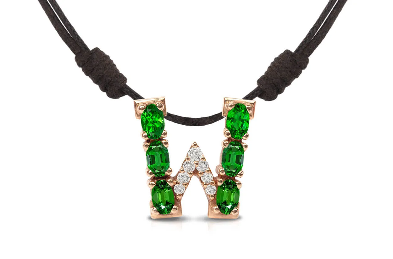 Pendant Letter W Initial 18kt Gold