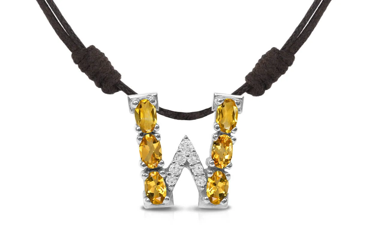 Pendant Letter W Initial 18kt Gold