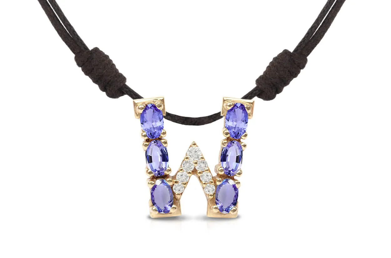 Pendant Letter W Initial 18kt Gold