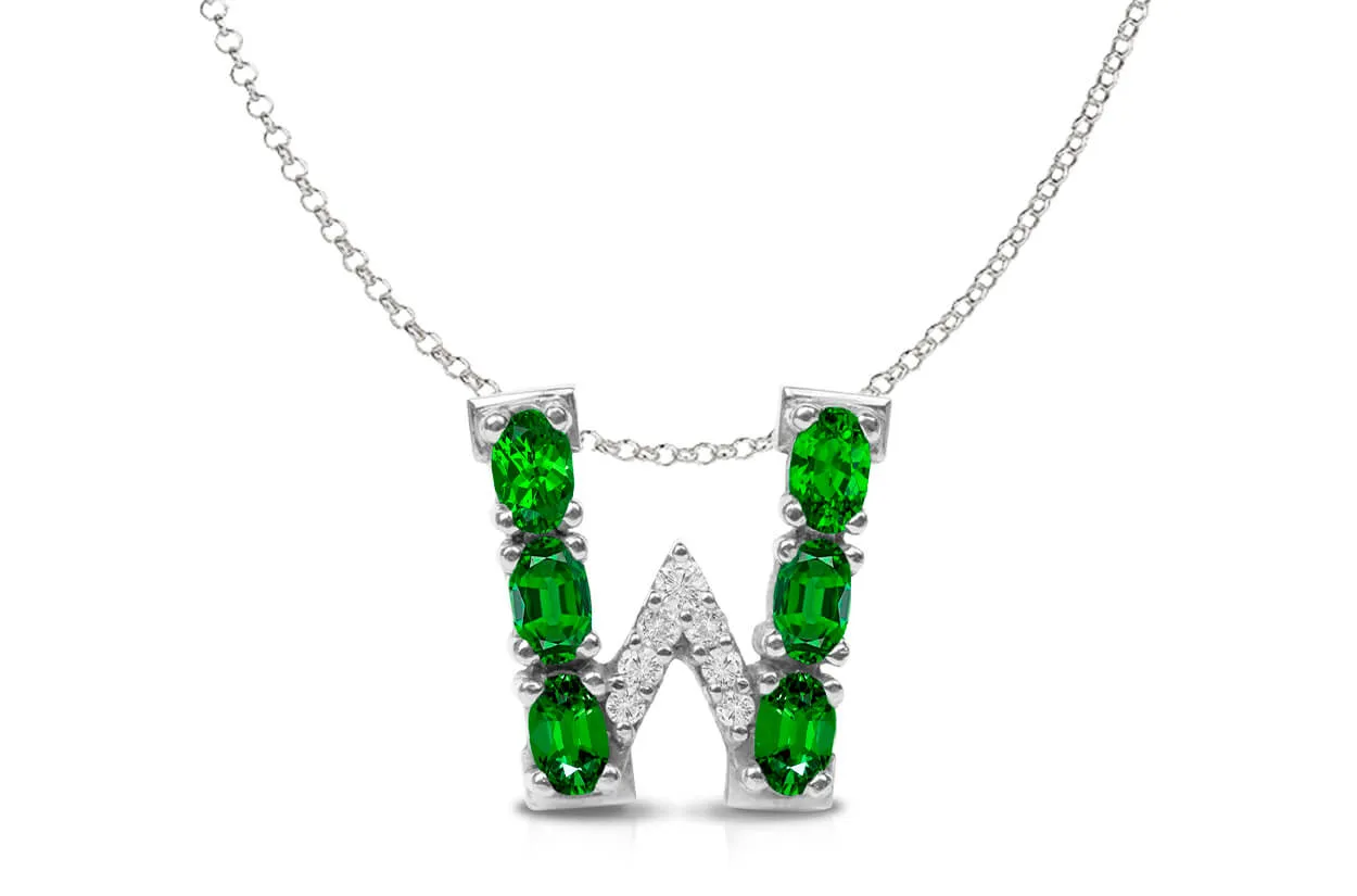 Pendant Letter W Initial 18kt Gold