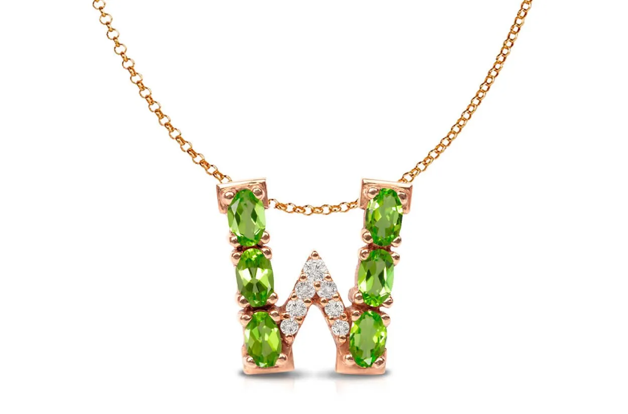 Pendant Letter W Initial 18kt Gold