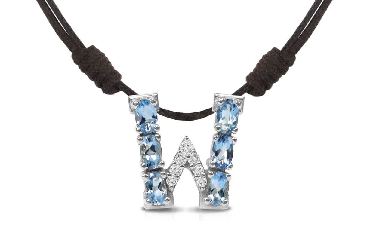 Pendant Letter W Initial 18kt Gold