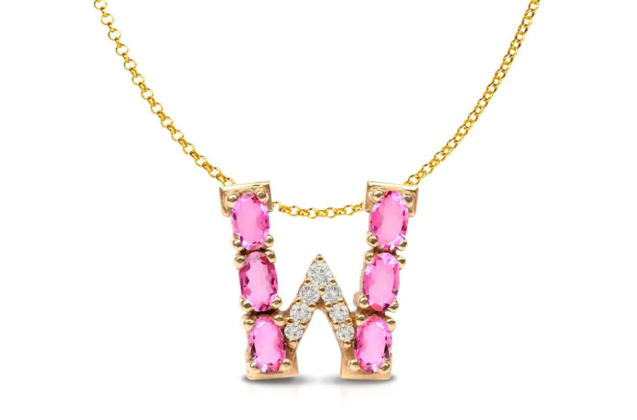 Pendant Letter W Initial 18kt Gold