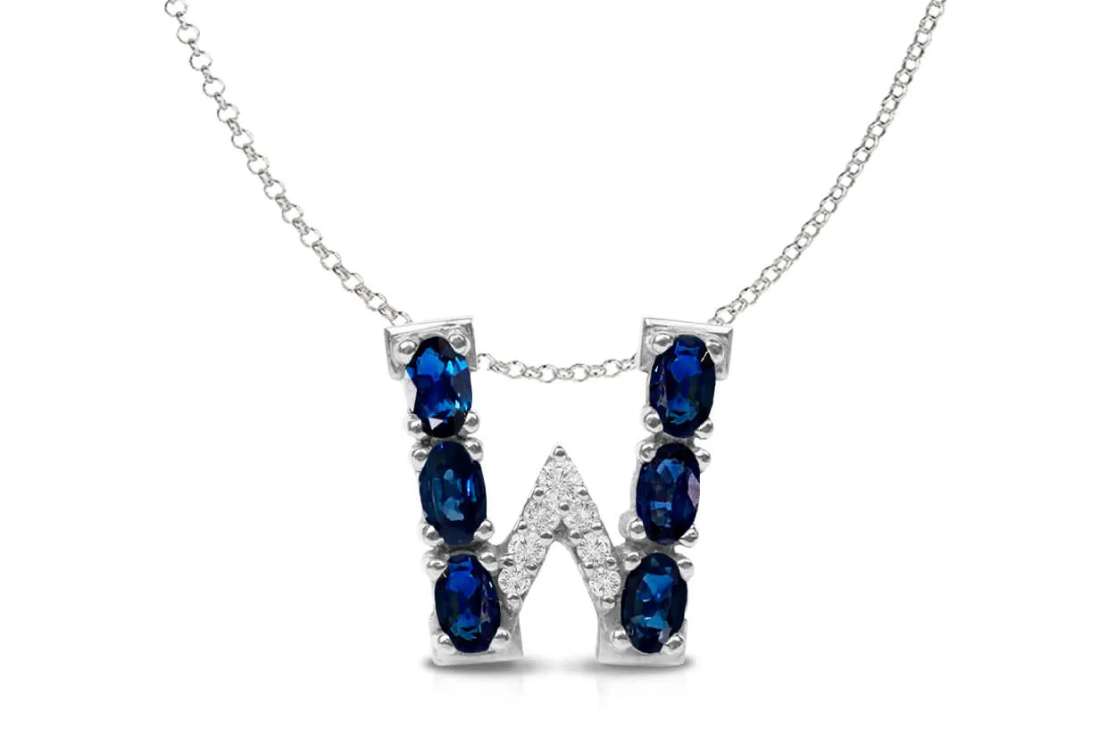 Pendant Letter W Initial 18kt Gold