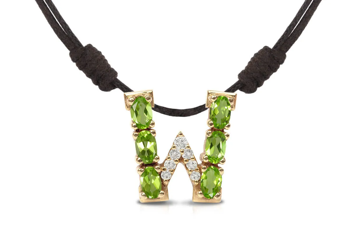 Pendant Letter W Initial 18kt Gold