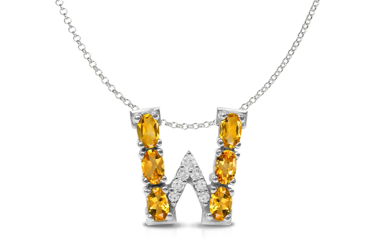 Pendant Letter W Initial 18kt Gold