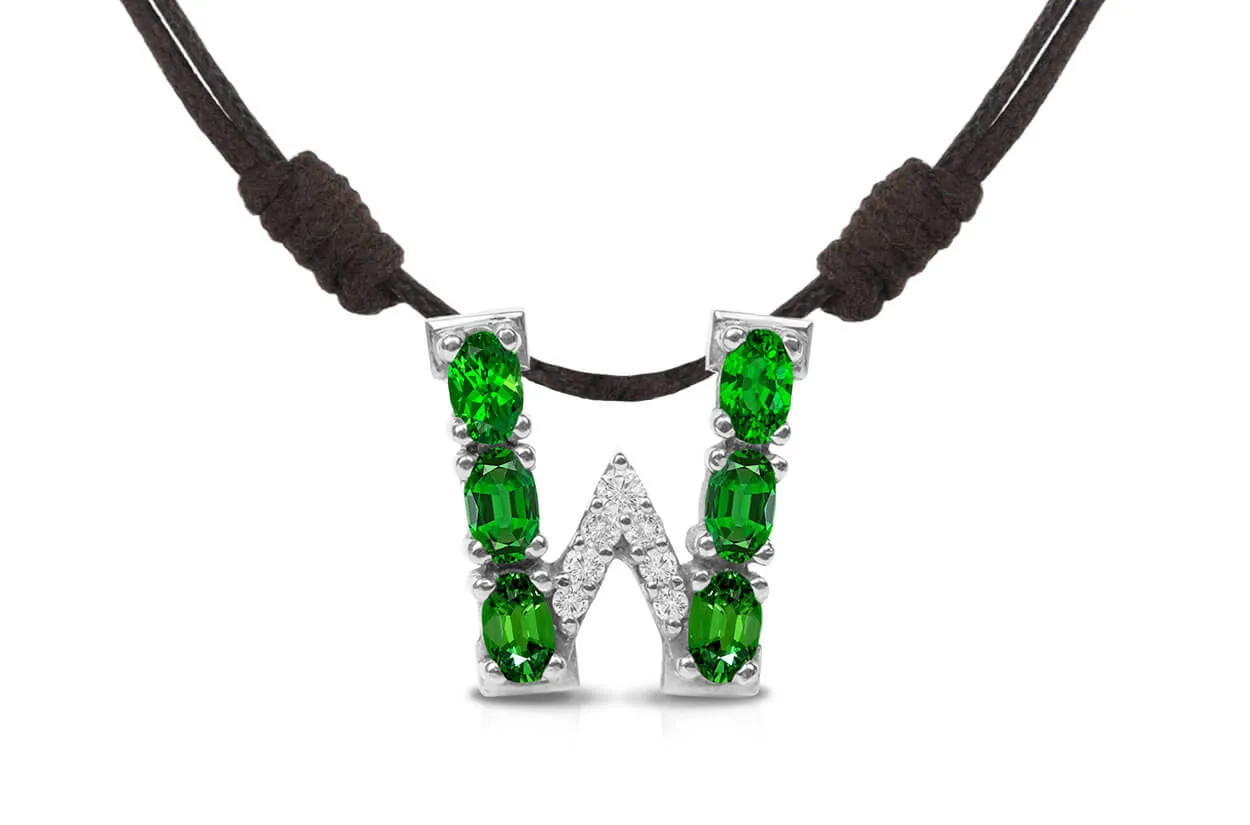 Pendant Letter W Initial 18kt Gold
