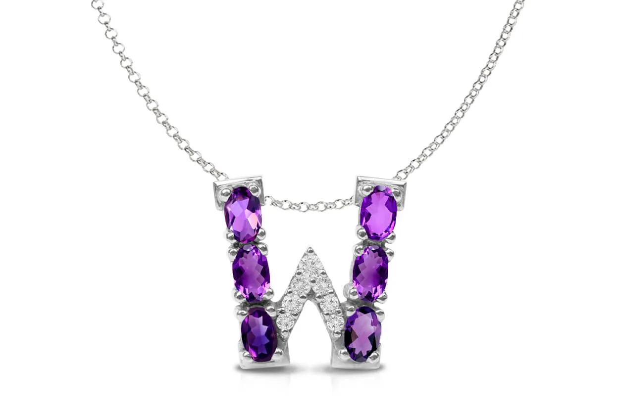 Pendant Letter W Initial 18kt Gold