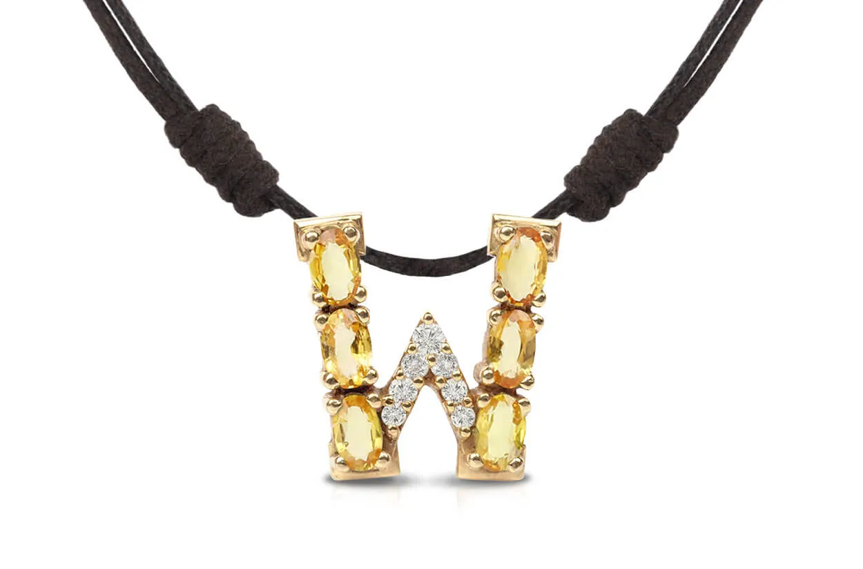 Pendant Letter W Initial 18kt Gold