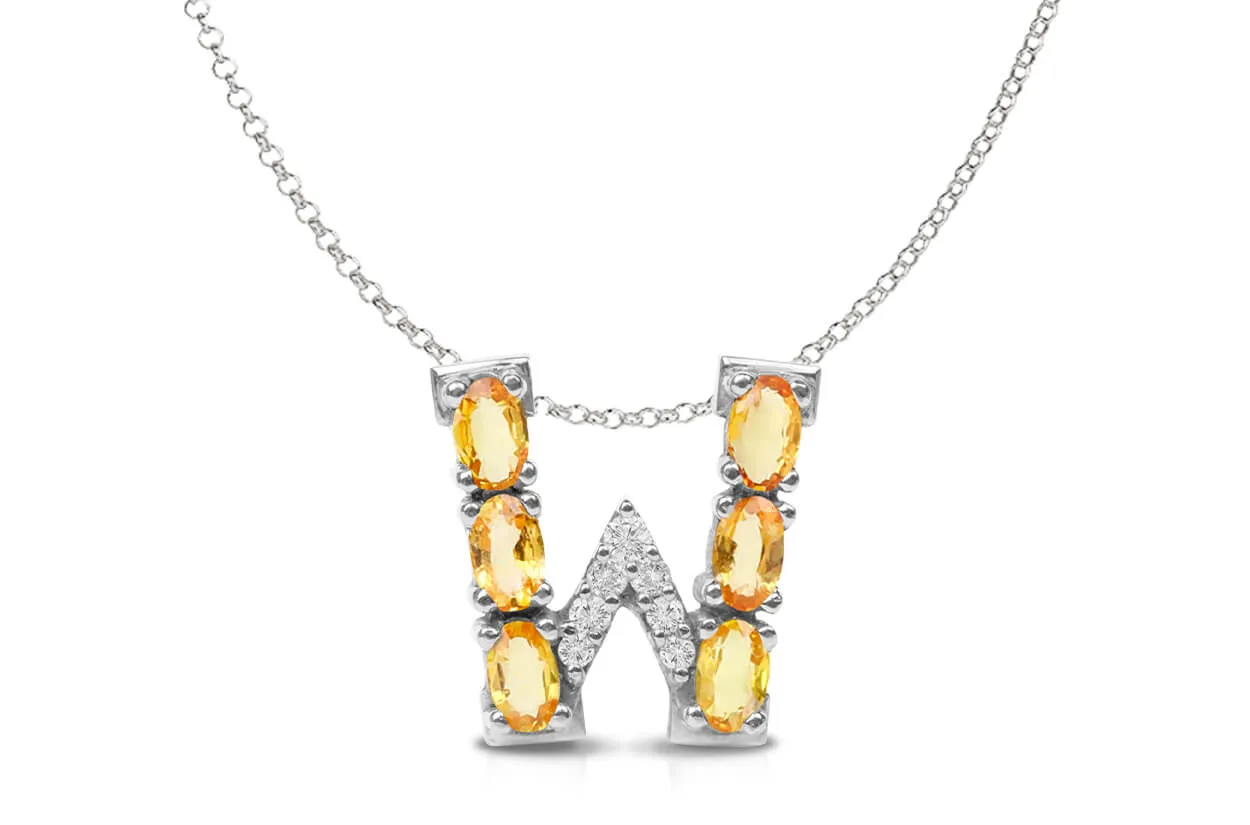 Pendant Letter W Initial 18kt Gold