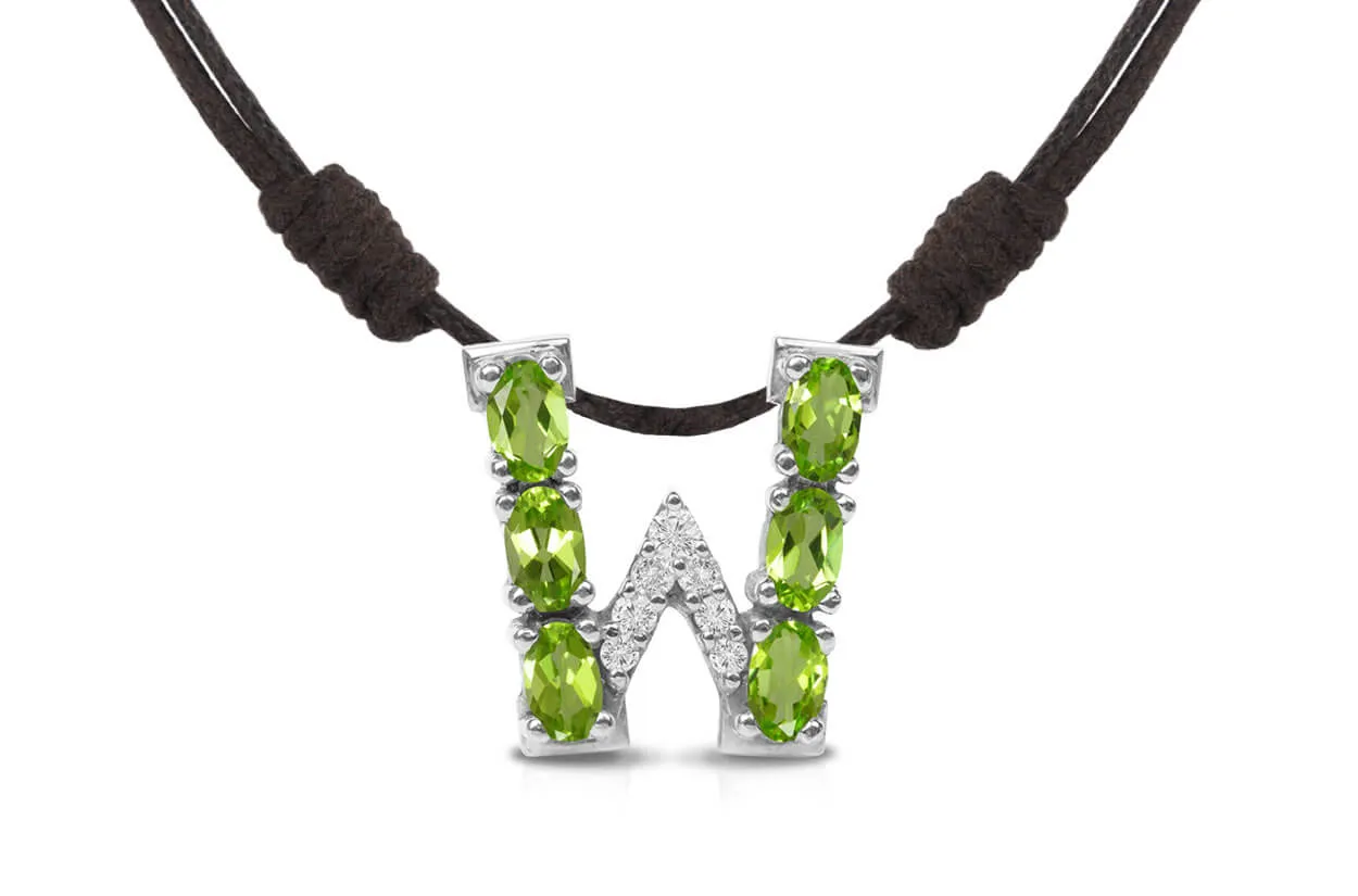Pendant Letter W Initial 18kt Gold