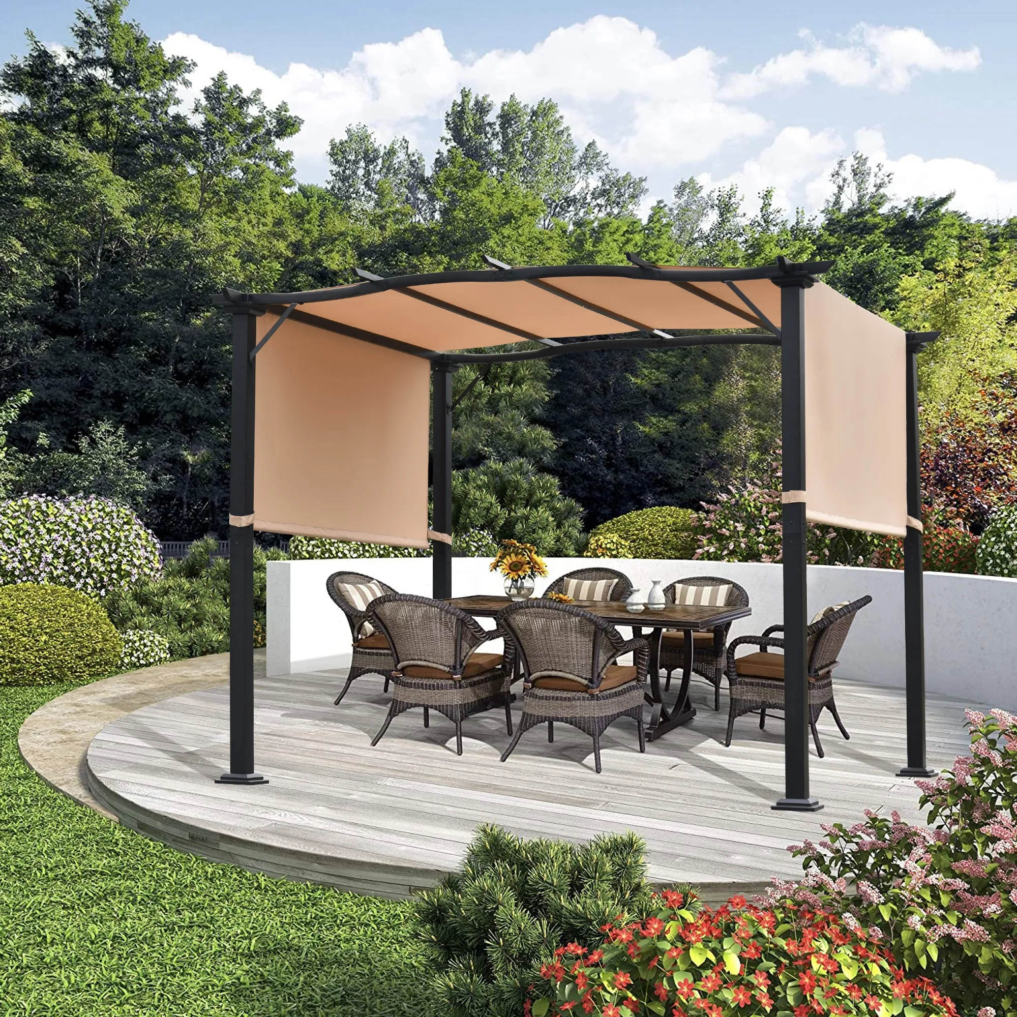 Pergolas Sunshade Waterproof Gazebo with Retractable Canopy
