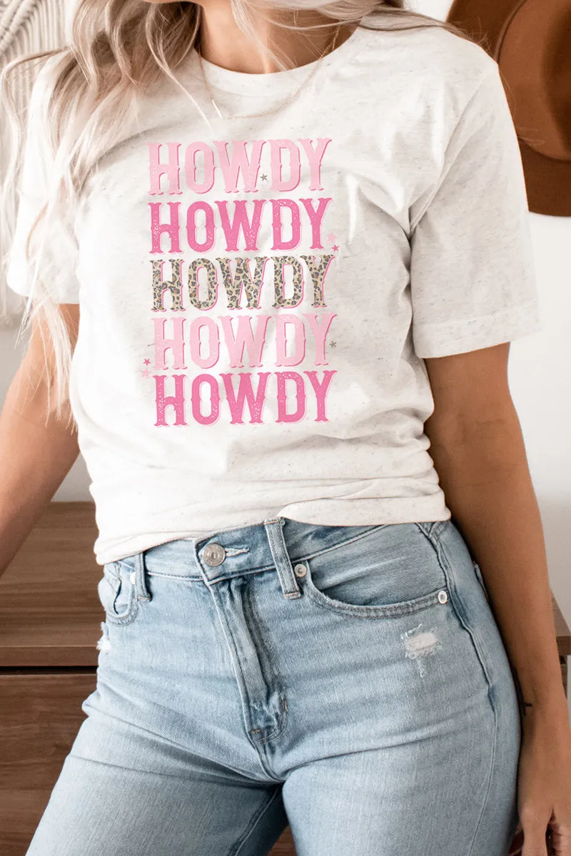 Pink Leopard Howdy Tri-Blend Short Sleeve Tee