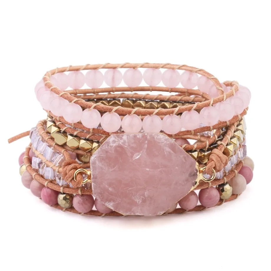 Pink Natural Stone Bracelet for Women