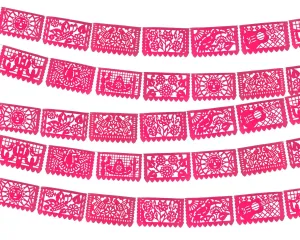 Pink Plastic Papel Picado Banners 3 pack