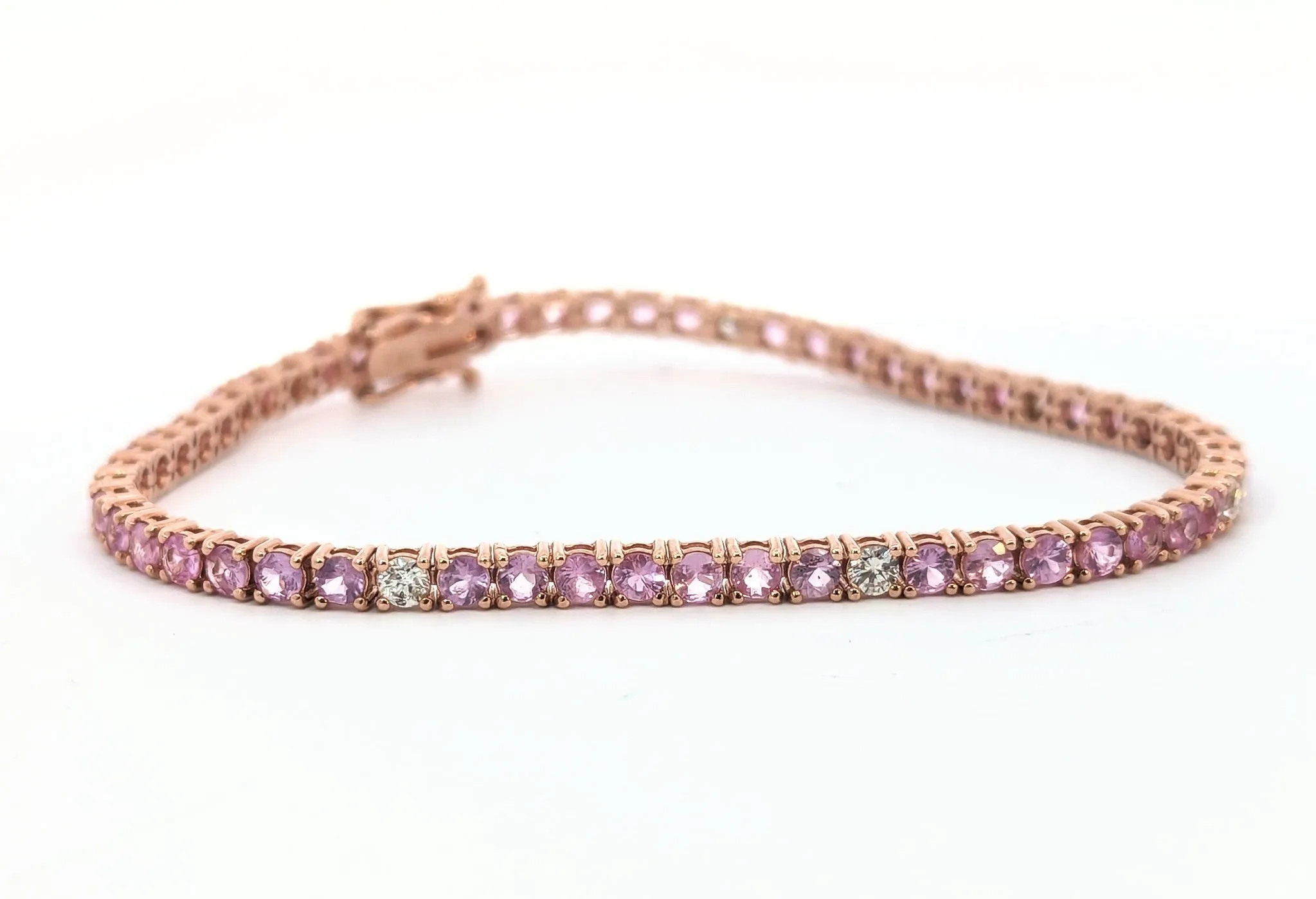 Pink Sapphire and Diamond Tennis Bracelet