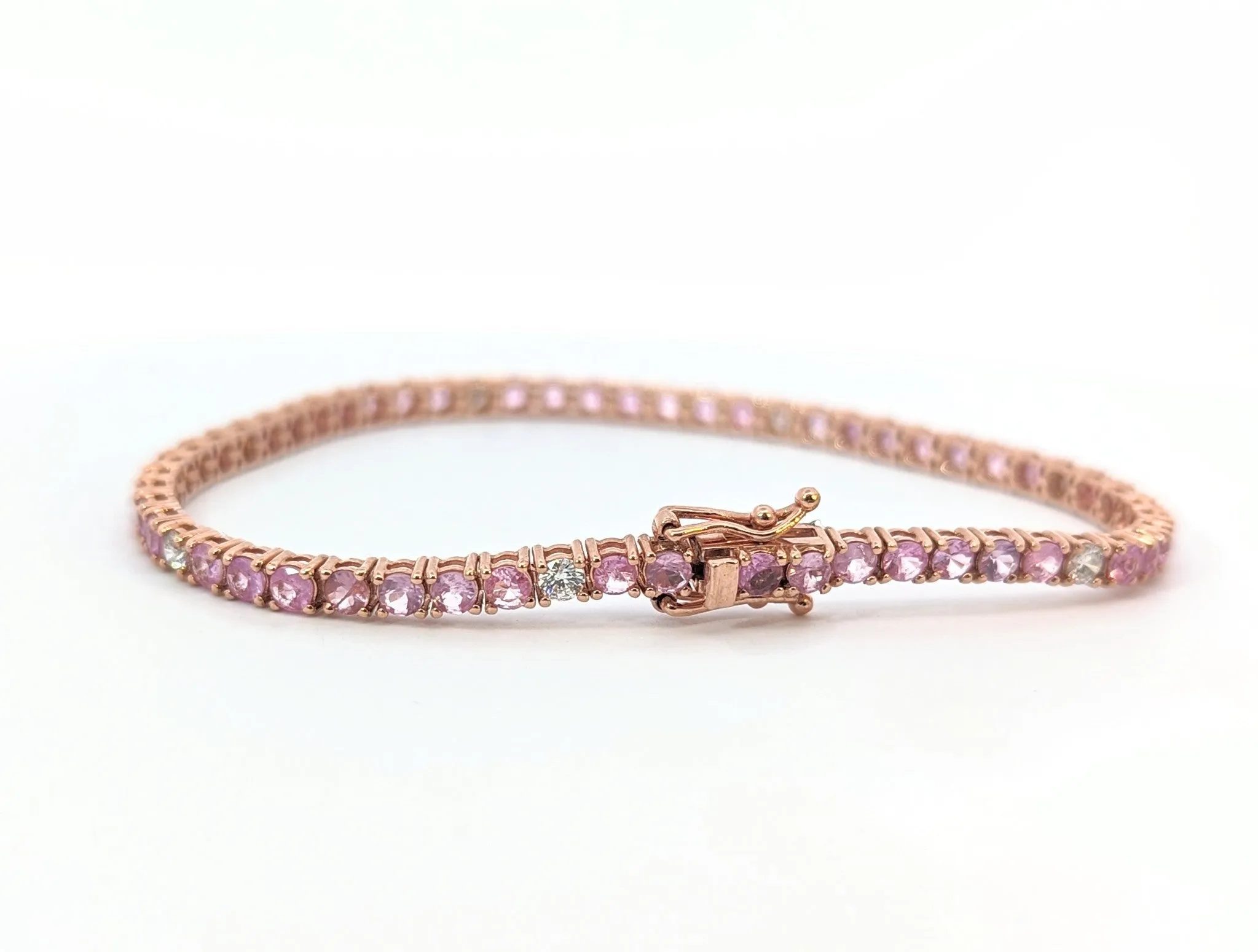 Pink Sapphire and Diamond Tennis Bracelet