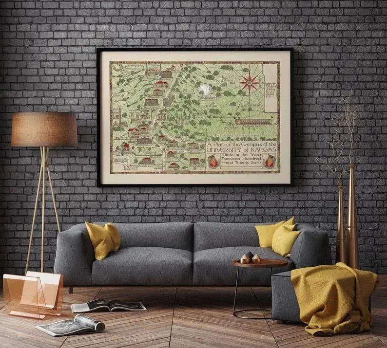 Plan of University of Kansas 1926| Vintage Wall Print