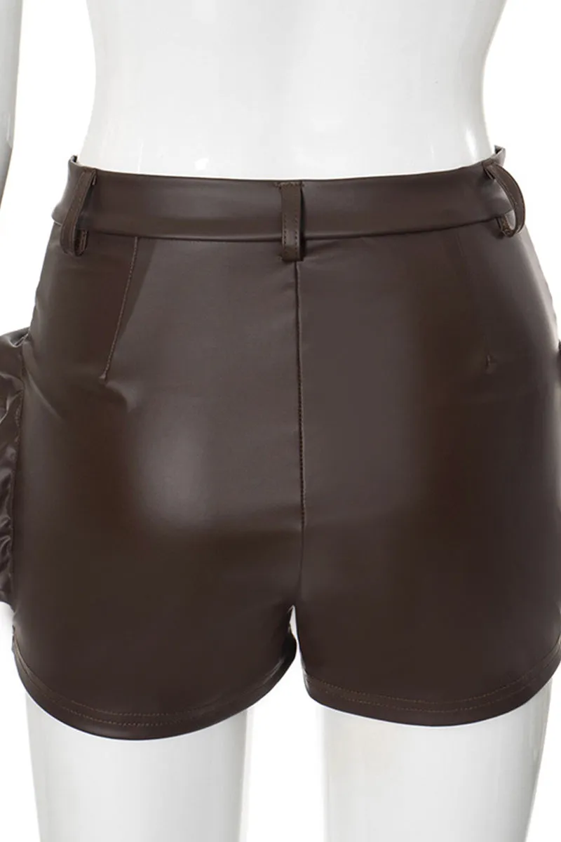 PS3263 Vegan Leather Cargo Shorts Pant