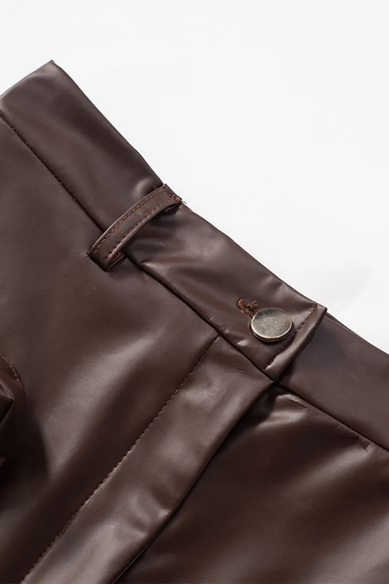 PS3263 Vegan Leather Cargo Shorts Pant
