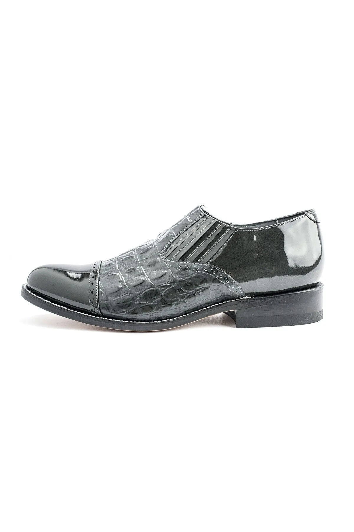 "Hornback Slip On" Grey Stacy Baldwin Tuxedo Shoes