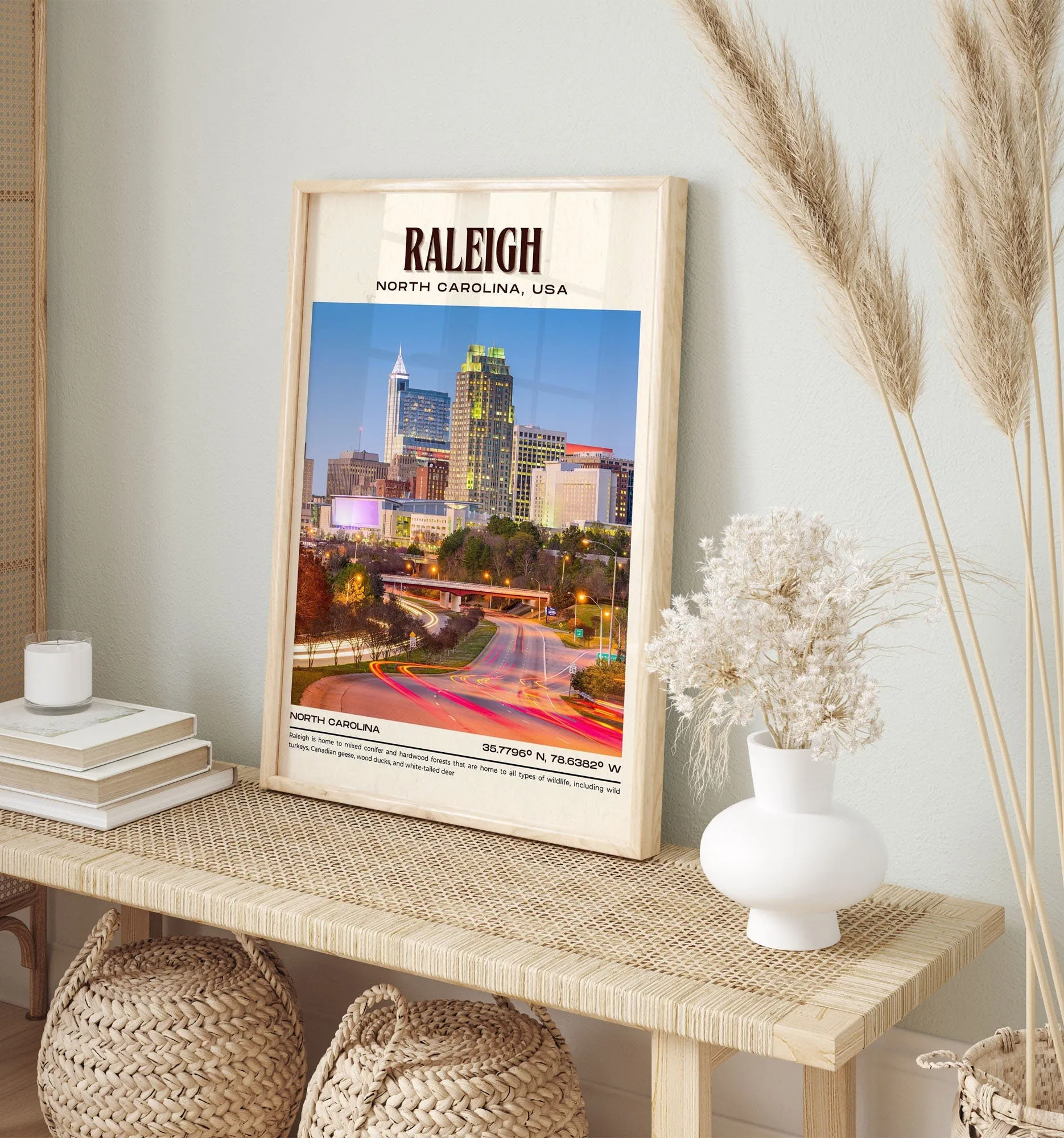 Raleigh Vintage Wall Art, North Carolina, USA