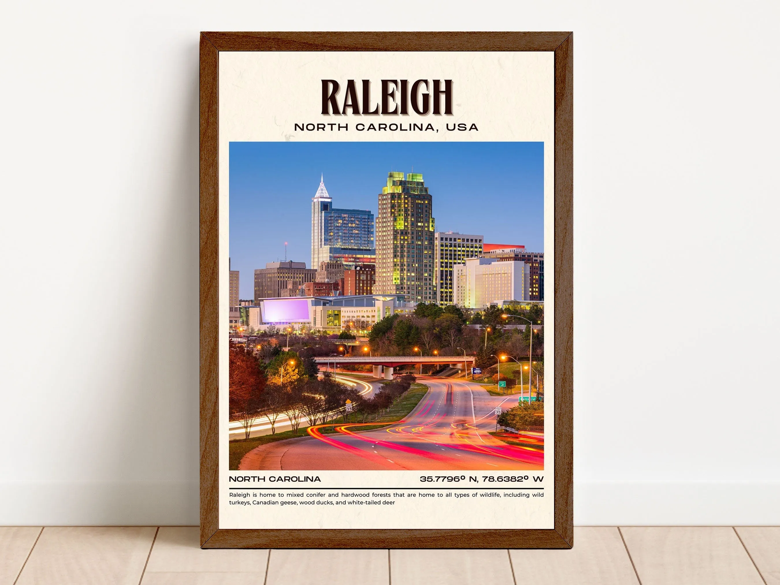 Raleigh Vintage Wall Art, North Carolina, USA