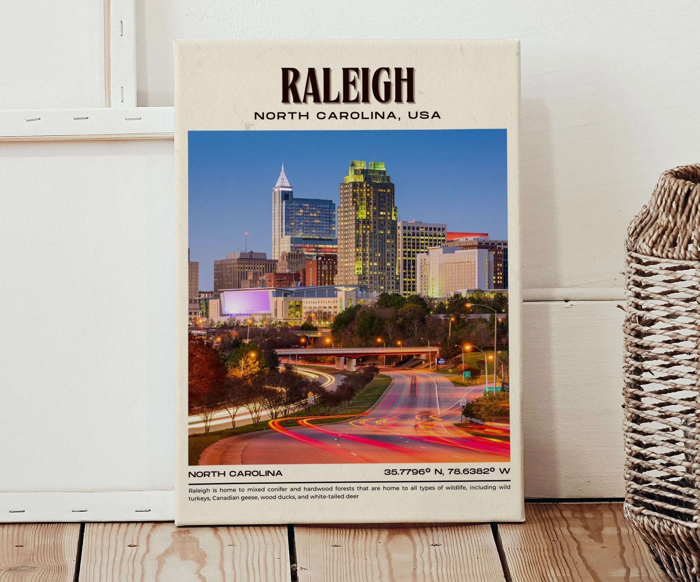 Raleigh Vintage Wall Art, North Carolina, USA